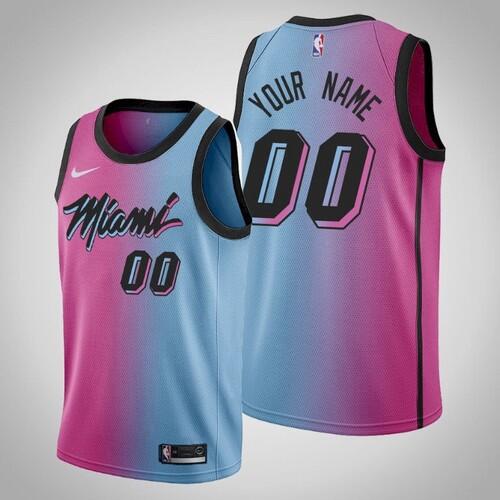 Men's Miami Heat Active Player 2020 Blue/Pink City Edition Vice Stitched Jersey [NBA_Heat 